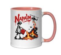 Girl Pouring Gasoline on Fire Ceramic Tea Coffee Mug Pink