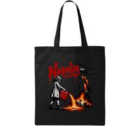 Girl Pouring Gasoline on Fire Natural Cotton Tote Bag Black