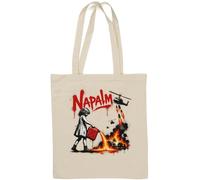 Girl Pouring Gasoline on Fire Natural Cotton Tote Bag White