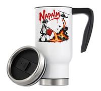 Girl Pouring Gasoline on Fire Vacuum Insulated Thermal Travel Coffee Mug 480ml White