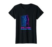 Girl Power Code Fearless Neon Binary Design T-Shirt