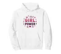 Girl Power: Empowering Feminine Strength and Unity Love Pullover Hoodie, Adult Unisex, White, X-Large