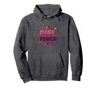 Girl Power: Empowering Feminine Strength and Unity Pullover Hoodie, Adult Unisex, Dark Heather Grey, L