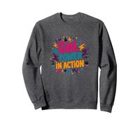 Girl Power in Action: Empowering Vibrant Celebration Sweatshirt, Adult Unisex, Dark Heather Grey, XXL