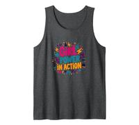 Girl Power in Action: Empowering Vibrant Celebration Tank Top, Men, Dark Heather Grey, M