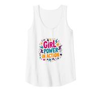 Girl Power in Action: Empowering Vibrant Celebration Tank Top, Women, White, S