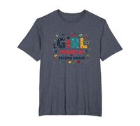 Girl Power in Second Grade Inspirational School Fun T-Shirt, Men's Big and Tall, Heather Blue, 5X Tall