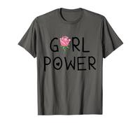 Girl Power Love Heart Cute Pink Rose Flower Strong T-Shirt
