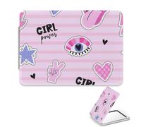 Girl Power Makeup Mirror, 1X/2X Rectangular Desk Mirror, Pu Leather Portable Mini Travel Essentials Handheld Mirrors, Handbag Essentials Compact Mirrors, Gadgets for Women, Gifts for Teenage Girls