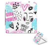 Girl Power Makeup Mirror, 1X/2X Square Compact Magnifying Mirror, Pu Leather Portable Handbag Mini Essentials Mirrors, Handbag Accessories Small Mirrors, Small Gifts for Women, Gadgets for Women