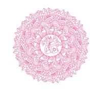 Girl Power Mandala Ornate with Curls and Boxing Gloves in The Center Wall Stickers Paster Paper 54.6x54.6cm Art Mural Painting Pink