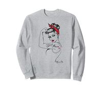 Girl Power Modern RosietheRiveter PinUp Vintage Red Heart Sweatshirt