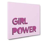 Girl Power Modern Typography Quote Canvas Wall Art Print Ready to Hang, Framed Picture for Living Room Bedroom Home Office Décor, 14x14 Inch (35x35 cm)