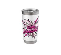 Girl Power Pink Comic Book Pop Art Fun Superhero Design Stainless Steel Insulated Tumbler