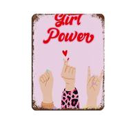 Girl Power Print, Girl Gang Feminist Tin Sign Vintage Metal Pub Club Cafe Bar Home Wall Art Decoration Poster Retro 12x16inch(30x40cm)