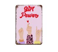 Girl Power Print, Girl Gang Feminist Tin Sign Vintage Metal Pub Club Cafe Bar Home Wall Art Decoration Poster Retro 8x12inch(20x30cm)