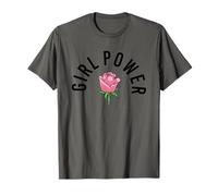 Girl Power Rose Flower Cute Pretty Pink Strong Female Power T-Shirt