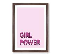 Girl Power Typography Framed Print | A2 Walnut Framed Wall Art | Ready to Hang | Modern Positive Affirmations Picture | Living Room Bedroom Lounge Office