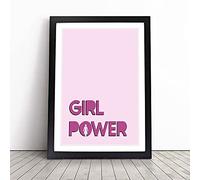 Girl Power Typography Framed Wall Art Picture Print - Canvas Painting - Modern Home Décor Poster - Ready to Hang for Living Room Bedroom Kitchen - Black A3 (36 x 48 cm)