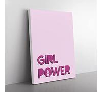 Girl Power Typography Quote Canvas Wall Art Print Ready to Hang, Framed Picture for Living Room Bedroom Home Office Décor, 76x50 cm (30x20 Inch)