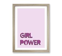 Girl Power Typography Quote Framed Print | A2 Oak Framed Wall Art | Ready to Hang | Modern Positive Affirmations Picture | Living Room Bedroom Lounge Office