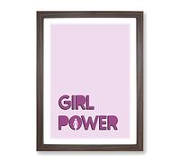 Girl Power Typography Quote Framed Print | A3 Walnut Framed Wall Art | Ready to Hang | Modern Positive Affirmations Picture | Living Room Bedroom Lounge Office