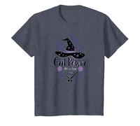 Girl Power with A Dash of Magic Witch Hat Wands T-Shirt, Kids, Heather Blue, 6 Years