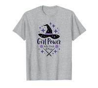 Girl Power with A Dash of Magic Witch Hat Wands T-Shirt, Men, Heather Grey, 6XL