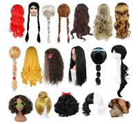 Girl Princess Elsa Anna Wig Kid Halloween Party Carnival Disguised Belle Wednesday Mermaid Rapunzel Aurora Snow White Ariel Hair Elsa Let Down