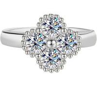 Girl Products 1.2CT Four Leaves Clover Design Moissanite Engagement Women D Color S925 Sterling Silver Lab Created Diamond Rings Perfect for Daily Wear Parties Wedding Gifts
