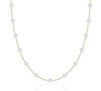 Girl Products 14K Solid Gold Pearl Station Necklace for Women 6-6.5mm Freshwater Cultured Pearl Real Natural 16" 18" 20" Necklaces Fine Jewelry s for Mother Wife Girlfriend s