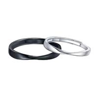 Girl Products 2PCS Eternity Promise Mobius Couple Ring,Adjustable Couple Rings, Black and White Rings,for Women Men Valentines Day Love Gift Gifts