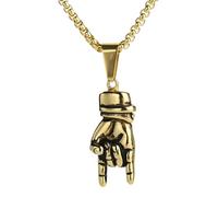 Girl Products 925 Sterling Silver For Women Men, and Roll Hand Gesture Rap Rock DJ Music Headphone Pendant Necklace, Spiked Choker, Punk s