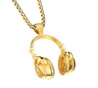 Girl Products 925 Sterling Silver For Women Men, and Roll Hand Gesture Rap Rock DJ Music Headphone Pendant Necklace, Spiked Choker, Punk s