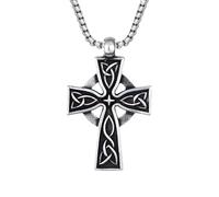 Girl Products 925 Sterling Silver Nordic Viking Celtic Cross Necklace For Men, Biker Amulet Celtic Cross Pendant - Men's Celtic Cross Necklace, Irish Cross Necklace Women Birthday
