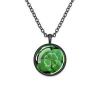 Girl Products 925 Sterling Silver St Patricks Day Necklaces For Women And Men, Four-leaf Clover Glass Dome Necklace St. Patrick Day Green Necklace, St Patricks Day Beads Bulk, Green Bead Necklace