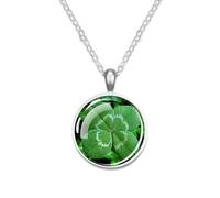 Girl Products 925 Sterling Silver St Patricks Day Necklaces For Women And Men, Four-leaf Clover Glass Dome Necklace St. Patrick Day Green Necklace, St Patricks Day Beads Bulk, Green Bead Necklace