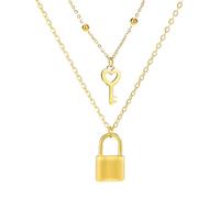 Girl Products Ciondolo con Chiave a Cuore in Argento Sterling 925 e Pietra, Lucchetto per Donna, Collana con Lucchetto a Catena da Uomo