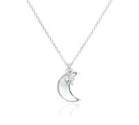 Girl Products Dainty Mother of Pearl Moon Necklace for Women Black Onyx White Quartz Crescent Moon and Pendant 14K Gold Plated Trendy Jewelry s for Teen Girls s