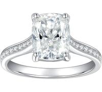 Girl Products Dazzling 3 Moissanite Women Cushion Cut D Color S925 Sterling Silver Lab Created Diamond Rings Perfect for Daily Wear Parties Wedding Gifts