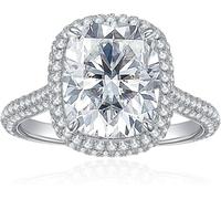 Girl Products Dazzling 5 Moissanite Rings for Women Cushion Cut D Color S925 Sterling Silver Lab Created Diamond Rings Perfect for Daily Wear Parties Wedding Birthday Gifts