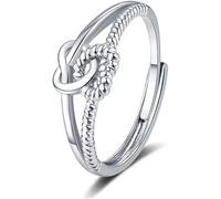 Girl Products One Unbreakable Bond Knotted Ring,Nautical Double Rope Knot Promise Ring,Adjustable Designer Inspired Two Tone Crossover Band Ring 18K Gold Plated Twisted Eternity