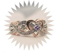 Girl Products rings ring jewellery women men promise wedding rose princess square diamond ring heart shaped rose gold double tone zircon ring Gifts