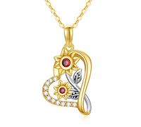 Girl Products Solid 14K Gold Heart Sunflower Necklace for Women,White/Yellow Gold Moissanite Sunflower Necklaces | You are My Sunshine,Mothers Day Birthday Love Jewelry Gifts for Wife Girlfriend