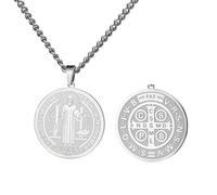 Girl Products St Benedict Necklace For Women And Men, 925 Sterling Silver Religious San Benito Medal Pendant, St Benedict Medals, Medalla De San Benito, San Benito Medalla, Saint Benedict Medal s