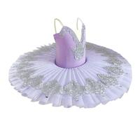 Girl Professional Ballet Tutu Skirt, Platter Pancake Dress, Puffy Princess Outfit, Kids Ballerina Dance Costume,Purple,110