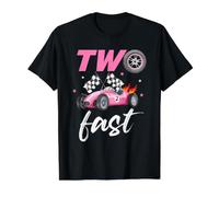 Girl Race Car Birthday Decorations Two Fast 2nd Birthday Value Graphic T-Shirt, Men, Black, L
