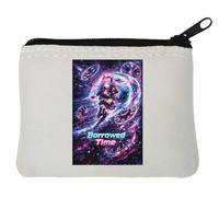 Girl Racing Through Shattered Time Spiral Neoprene Coin Purse Pouch 10x11cm White