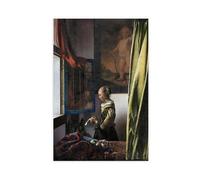 Girl Reading A Letter at An Open Window by Johannes Vermeer 1657 Baroque Art Print Canvas Poster Bedroom Decor Landscape Office Room Decor Gift 12x18inch(30x45cm)