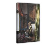 Girl Reading A Letter at An Open Window by Johannes Vermeer 1657 Baroque Art Print Canvas Poster Wall Art Decor Print Picture Paintings for Living Room Bedroom Decoration 12x18inch(30x45cm)
